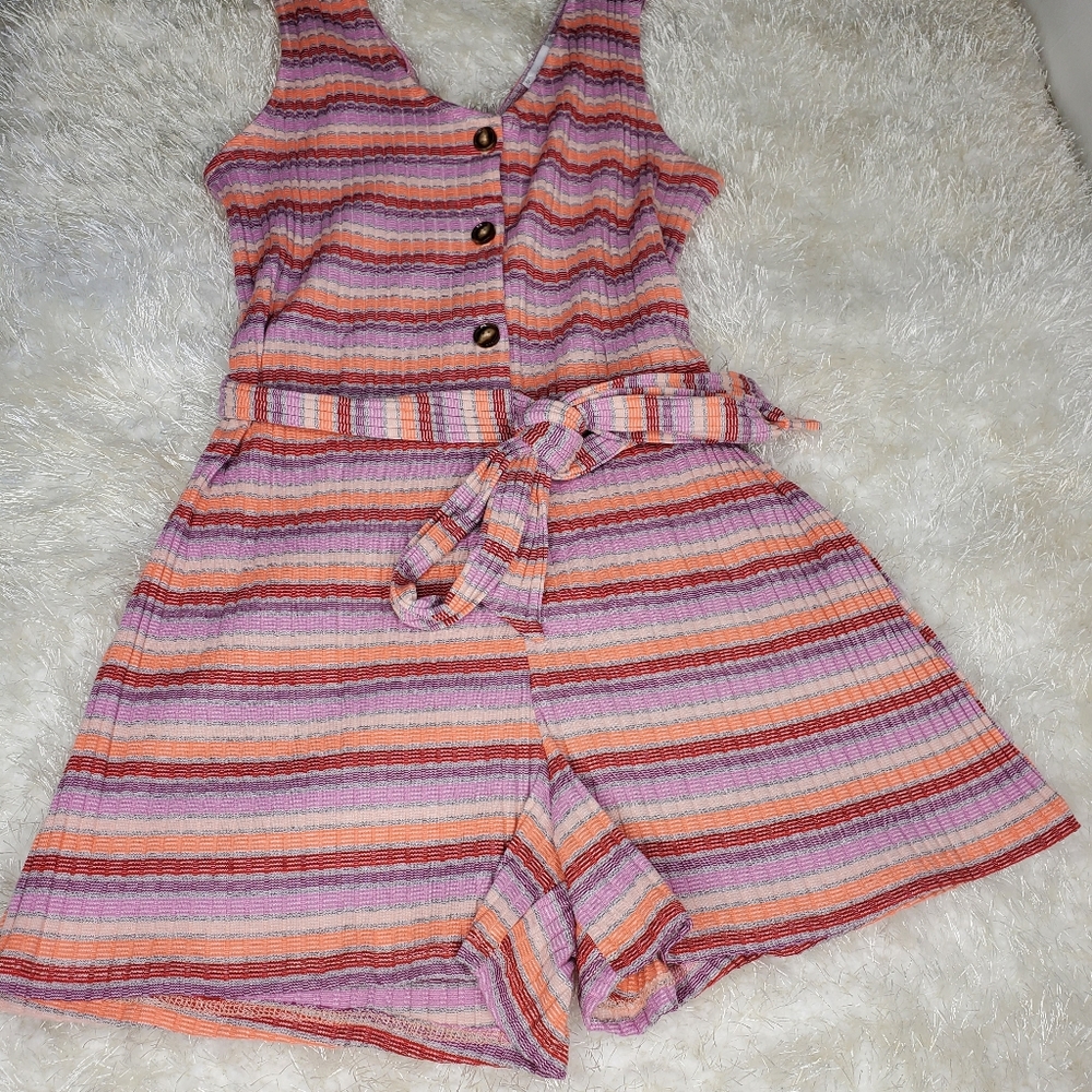 Vanity Room Ribbed Button Front Romper - Picture 2 of 5
